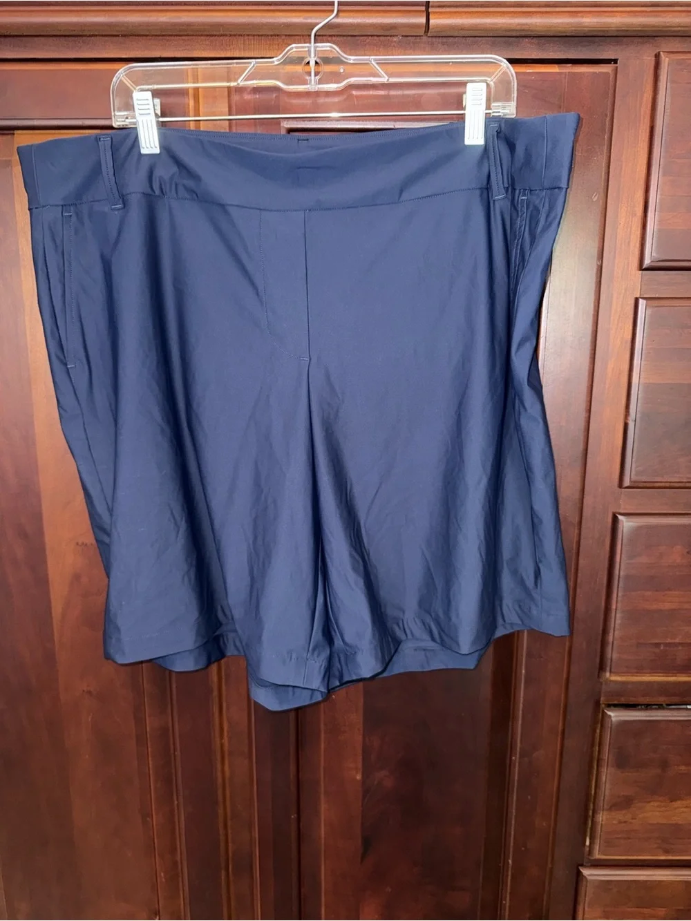 SPANX High-Rise Bermuda Shorts In Navy Blue